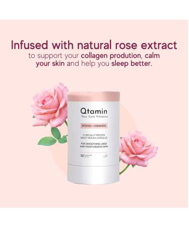 Qtamin Retinol Capsules with Ceramide 30 Count - Anti Wrinkle Skin Care for Aging Resurfacing - Deep Wrinkle Removal Serum for Brightening & Moisturizing Skin - Buy Online on GoSupps.com