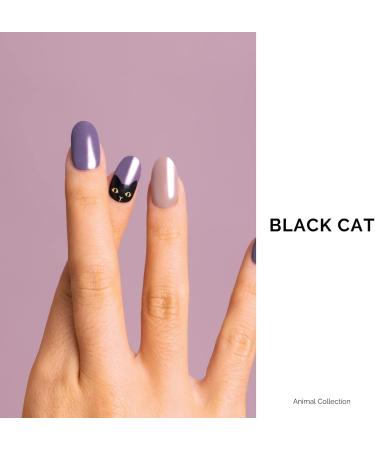 NAILOG Semi Cured Gel Nail Strips 34 pcs Salon-Quality Gel Nail Stickers Long Lasting Nail Wraps for Women with Soft Gel Finish Animal Print Black Cat - Buy Online on GoSupps.com