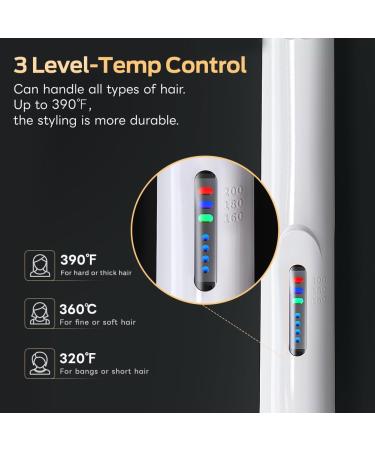 Buy Cordless 2-in-1 Hair Straightener & Curler - Mini Wireless Ceramic Flat Iron for Travel - USB Rechargeable White - Perfect for Women & Men - Buy Online on GoSupps.com