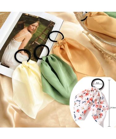 Floral Ribbon Hair Scrunchie Set - 16 Styles Seamless Elastic Hair Ties for Women and Girls - Buy Online on GoSupps.com