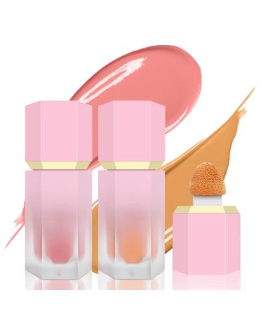 Liquid Blush Makeup Soft Cream Blush Stick for Cheeks Long-Wearing Silky Formula Lightweight Natural-Looking Dewy Finish Face Blush 2 packs (02 & 03) 2 & 3