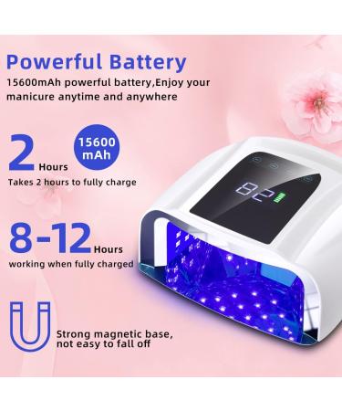 SUNYDOO 96W Rechargeable UV LED Nail Lamp - Cordless & Professional Curing Lamp for Fingernail and Toenail - Auto Sensor & Quick Dry - White - Buy Online on GoSupps.com