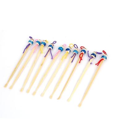 Qtqgoitem 10 Pcs Manmade Bamboo Blue Doll Head Design Earwax Remover Pick Beige (Model: e78 14b 11e 79c 631)