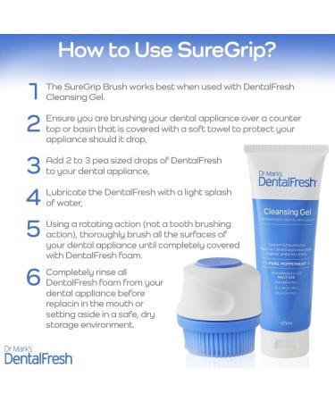 SureGrip Denture Cleaning Brush by Dr. Mark - Replacement Tool for Fresh and Deep Cleanse of Dentures - Buy Online on GoSupps.com