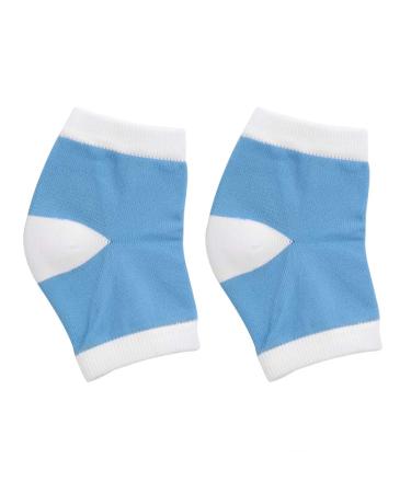 Heel socks 2 pieces of washable gel spa heel socks moisturizing pedicure foot care Open toe socks heel protection socks for dry cracked paragraphs (blue)