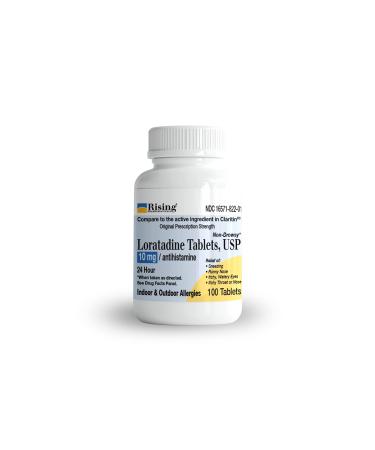 Rising Pharma Allergy Relief - Loratadine Tablets 10mg - Antihistamine Allergy Relief Product - 100 Tablets