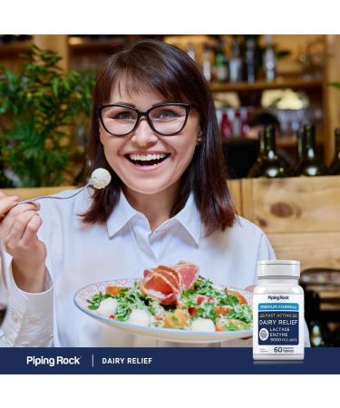 Piping Rock Dairy Relief Pills 9000 FCC | Fast Acting Tablets | 60 Count | Lactase Enzyme Supplement | Premium Formula | Vegetarian Non-GMO Gluten Free - Buy Online on GoSupps.com