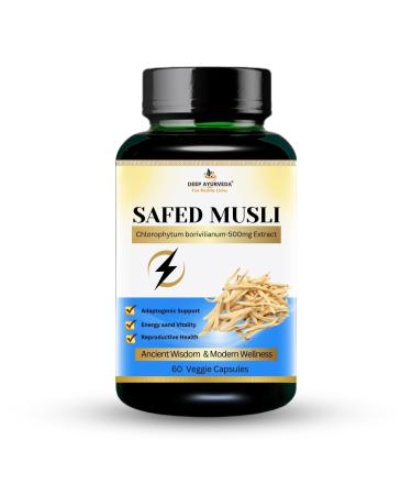 SafedMusli Veg Capsule Made with 10:1 Extract | Stamina & Physical performance | 60 Vegan Capsule