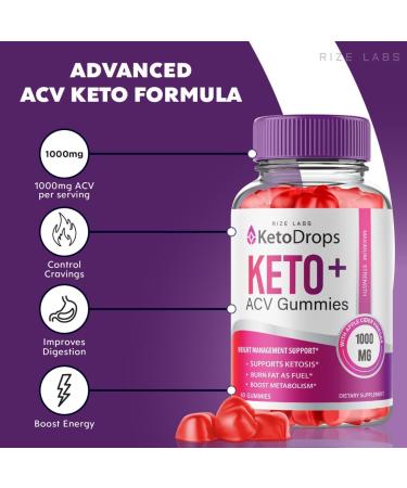 Keto Drops ACV Gummies for Weight Loss - 60 Count | Advanced Keto Gummies for Ketosis | Official Keto Drops Reviews - Buy Online on GoSupps.com