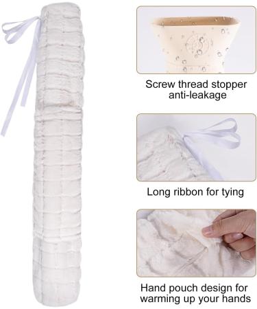 OWOZOI Long Hot Water Bottle 72cm - Soft Furry Cover with Hand Pocket & Strap | Full Body Wrap for Pain Relief & Bed Warmth - Cream - Buy Online on GoSupps.com