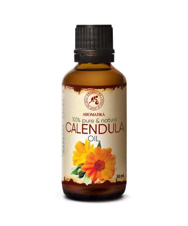 Calendula Oil 1.7 Fl Oz (50ml) - Calendula Officinalis Flower Extract – Infused - An almond oil base - 100% Pure & Natural - Marigold Oil – Benefits for Skin - Nails - Hair - Face - Body - by Aromatika