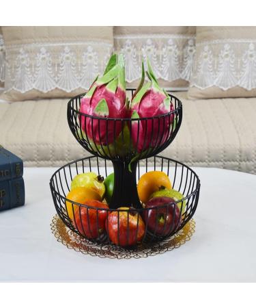 Fruit Basket Fruit Bowl 2 Tier Fruit Bowl Large Countertop Metal Fruit Basket for Kitchen Counter Fruit Storage Racks Fruit Holder for Vegetables Snacks Fruit Dish (Color : Preto Size : Small) Small Preto - Buy Online on GoSupps.com