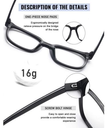 2-Pack Oversized Blue Light Blocker Glasses for Women - Square Computer Eyeglasses in Black and Clear - Reduce Eye Strain - Buy Online on GoSupps.com