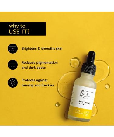 Di cons truc't Brightening Serum: 10% Niacinamide Face Serum for Pigmentation & Dark Spots | 0.3% Alpha Arbutin | For Women & Men | Reduces Dark Spots & Acne Marks | Fragrance Free | Beginner-friendly | 30ml - Buy Online on GoSupps.com