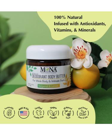 MONA All Natural Whole Body Deodorant Cream for Women & Men | For Private Parts | Aluminum & Baking Soda Free with Natural Fragrance | Bergamot & Lemon 2.0 oz (Pack of 1) Bergamot & Lemon 2 Ounce (Pack of 1) - Buy Online on GoSupps.com