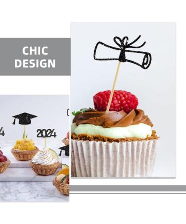 TOPBATHY 2024 Graduation Theme Cupcake Toppers 12pcs Glitter Grad Cap Cake Picks 2024 Diploma Appetizer Picks for Graduation New Years Party Cake Decorations - Buy Online on GoSupps.com
