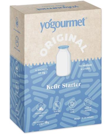 Yogourmet - Kefir Starter (6 Sachets 6 Liters) - Make Kefir at Home - Natural Gluten-Free Kosher Halal 6 Sachets (Box)