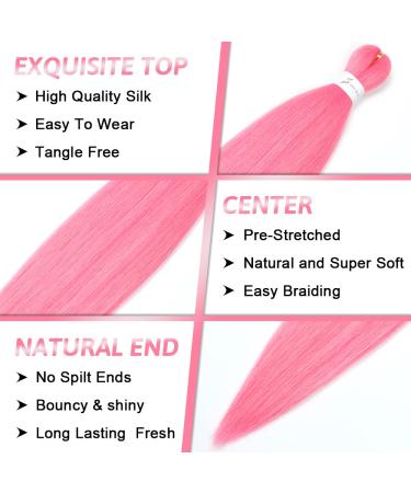 32 Inch Pink Pre Stretched Braiding Hair Extensions - 3 Packs Synthetic Crochet Braids - Buy Online on GoSupps.com