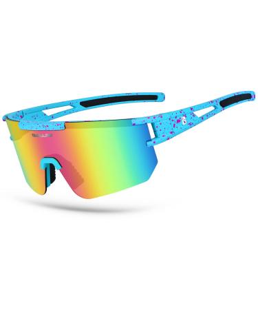 BOLLFO Cycling Sunglasses, UV 400 Eye Protection Polarized Eyewear for Men Women Colorful Lens