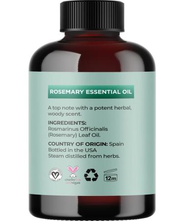 Pure Rosemary Essential Oil 4oz - Undiluted for Hair, Skin, Nails - Aromatherapy and Scalp Care - Buy Online on GoSupps.com