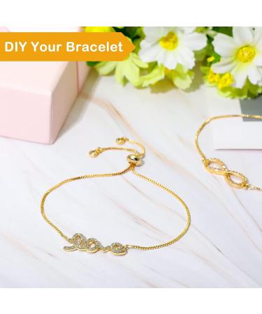 Adjustable Slider Bracelet Chain Extender with Rhinestone Ends - Set of 10, Gold - Ideal for Women and Girls DIY Jewelry Making - Buy Online on GoSupps.com