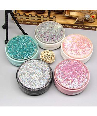 Cute Fashion Contact Lens Case Portable Travel Glitter Luxury Bling Stars Liquid Quicksand Contact Lens Cases Eye Care Set(Gray-2)