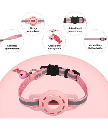 DIYIFE Airtag Cat Neck Band 2-Pack - Reflective GPS Light Tracker with Case Quick Lock & Bell - Adjustable 20-33 cm for Cats & Kittens - Blue & Pink - Buy Online on GoSupps.com