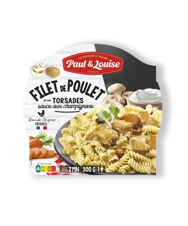 Paul & Louise Chicken fillet & twists cream mushrooms 300 g - Ready in 2 min - 100% meat origin France