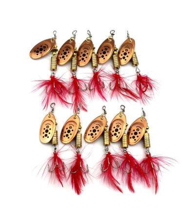 10PCS Spinner Lures Metal Bait Sequins Spinner Fishing Lures Fishing Lures Fishing Accessories Fishing Spinners Lifelike Fishing Bait Crankbaits Set for Outdoor Fishing Red