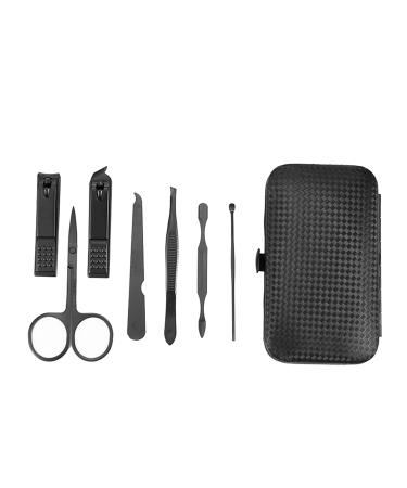 Ikadiya manicure set professional 7pcs Sortchable trip essential nail clips set fashion professional stainless steel nail snap pedicure professional nail clip set black