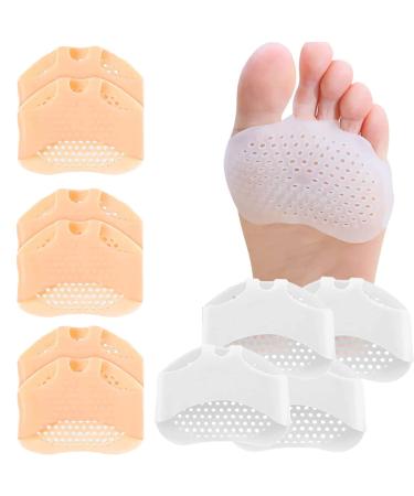 5 Pairs Ball of Foot Cushions  Soft Gel Metatarsal Pads Women Men for Pain Relief  Calluses  Bunions  Corns  Morton Neuromas  Fit for Heels & Shoes (3Pairs/Beige & 2Pairs/White)