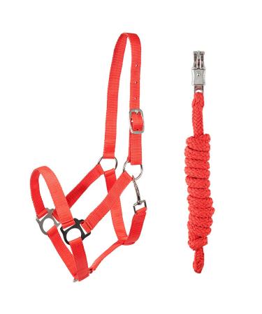 PFIFF 102931 Halter and Rope Set Plastic Halter Lead Rope Red Pony Pony Red