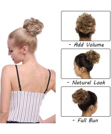 Messy Hair Bun Donut Chignon Updo Scrunchie Hairpiece Ponytail Extension Light Brown & Blond 25g - Buy Online on GoSupps.com