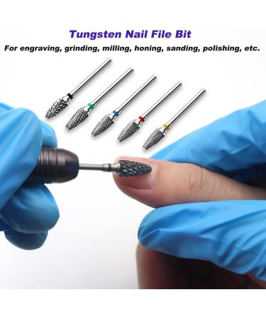 Fantexy Nail Drill Bits Set For Acrylic Nails 3/32 Inch Professional Tungsten Nail File Bits Nail Art Tools Manicure Pedicure Shapen Remove Tools Home Salon Use(5pcs) 5pcs-type 1 - Buy Online on GoSupps.com