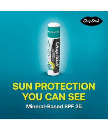 ChapStick Lip Sunscreen Active 2-in-1 Unscented Lip Balm with SPF 25 0.15 Oz Ea - Buy Online on GoSupps.com