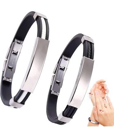 Titanium Detox Lympunclog Wristband Titanium Detox Wristband Titanium Detox Lymph Unclog Wristband Titanium Lympunclog Magnetic Bracelet Lymphatic Dusting Exercise Band (#2Pcs_Shschlag+White)