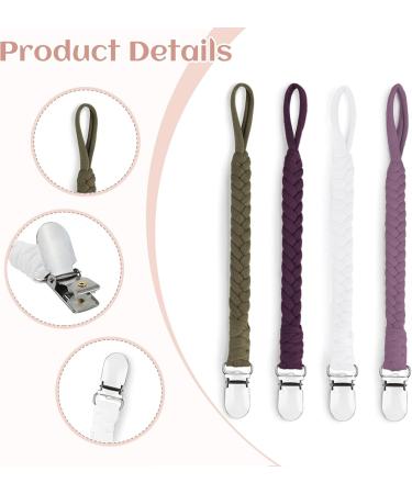 IOSPKKIO 4-Pack Cotton Snull Chain Bibs & Pacifier Clips for Boys & Girls - Easy to Use Woven Rope - Pink & Purple - Buy Online on GoSupps.com