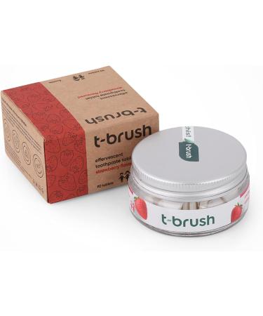 Strawberry Fluoride Toothpaste Tablets | T-brush | SLS-Free, Gluten-Free, Cruelty-Free | Eco-Friendly & Vegan | 90 Tablets - Buy Online on GoSupps.com