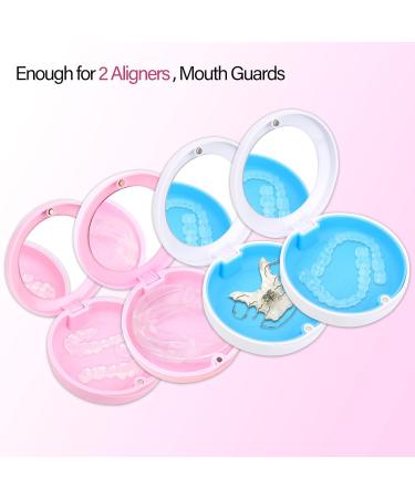 2 Pack Aligner & Retainer Case Set with Vent Holes, Mirror & Removal Tool - Pink & White for Women, Men, Teens - Slim & Cute Design - Buy Online on GoSupps.com