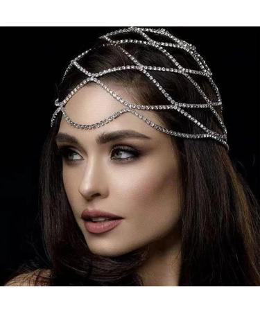 YO-HAPPY Hollow Rhinestone Mesh Headwear | Luxury Crystal Wedding Head Chain & Hair Accessories for Women - Buy Online on GoSupps.com