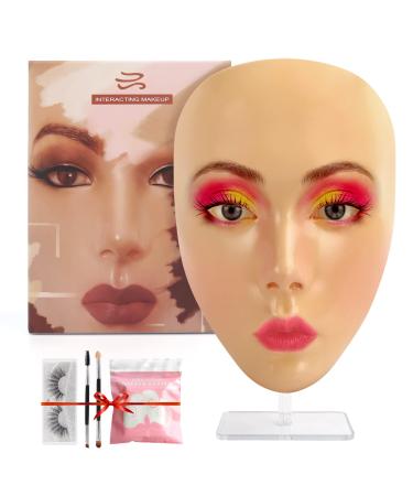 Silicone Make Up Practice Face: Makeup Training Face - Reusable Realistic Fake Face Model for Women Girl Skin Colour