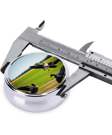 Flying Wild Duck Printed Mini Round Pill Box | 3 Compartment Portable Pill Organizer for Travel Home & Office Use - Buy Online on GoSupps.com