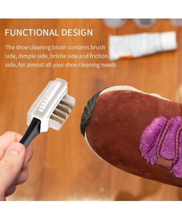 Suede Shoe Cleaning Brush Set - 2pcs 4-Sided & Brass Bristle Eraser for Shoes, Boots - Black & White - Buy Online on GoSupps.com