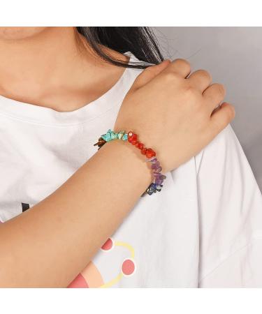 Rbenxia 12 Chakra Stones Healing Crystals Bracelets - Colorful Gemstone Chips for Reiki Healing - 12 Colors - Buy Online on GoSupps.com