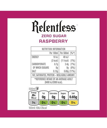 Relentless Raspberry Zero Energy Drink 4 x 500 ml - Buy Online on GoSupps.com