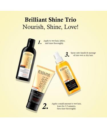 Eveline Cosmetics Argan + Keratin 8-in-1 Shampoo - Nourishing Hair Care | 5.07 fl oz/150 ml - Buy Internationally - Buy Online on GoSupps.com