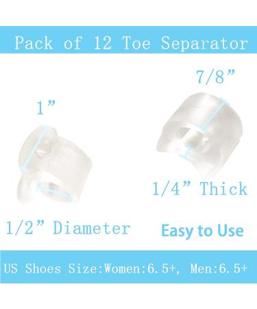 MENOCADY 12-Pack Gel Toe Separator for Bunions - 1/4 Thick Big Toe Spacers - Single Loop Toe Spreader for Overlapping Toe Correction (Clear) - Buy Online on GoSupps.com