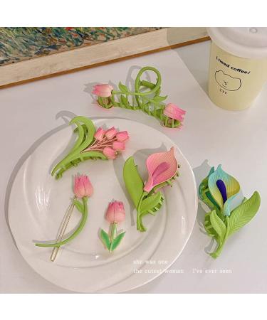 Tulip Flower Hair Claw Clip for Women and Girls - Metal Non-Slip Hair Clamp - Buy Online on GoSupps.com