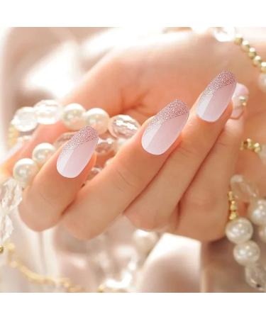 CAOQAO 24pcs Press On Nails Medium Length Coffin Nails Pink Nails Glossy False Nails Full Cover Prom Nails Automatic Nail Files for Natural Nails (Pink One Size) One Size Pink - Buy Online on GoSupps.com