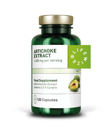 LifeWize Artichoke Capsules High Dose Capsules - Real 5:1 Artichoke Extract with Cynarin - Pure Extract Rich in Minerals Vitamins and Fiber - 1400 mg - 120 Capsules